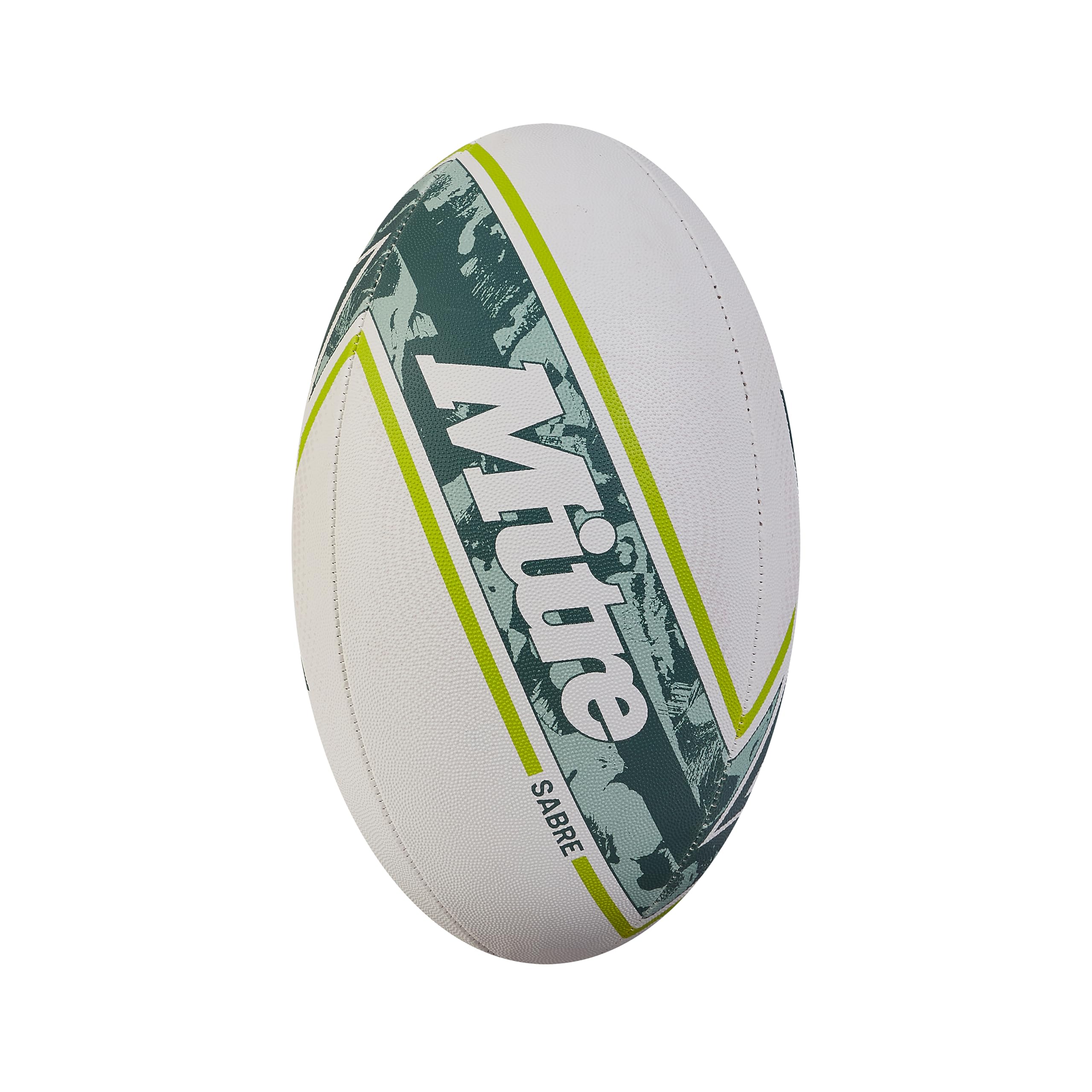 Mitre Sabre D4P Rugby-Ball | Extrastarkes Futter | Volle Gewicht | Sehr beliebt Rugbyball, Weiß/Mint/Limette, 5