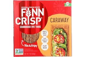 Finn Crisp Caraway Sourdough Rye Thins, Caraway Crispbread, 7 Ounce Boxes (Pack of 9)