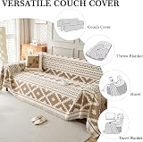 SHANNA Geometric Chenille Sofa Cover 2 3 4 Seater Tassel All Season view 3