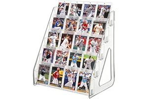 5 Tier Trading Card Display Stand for Collectors, Vertical Card Shelf Rack Holder for Graded Sports Cards, Baseball, Basketba
