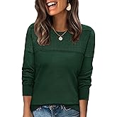 WIHOLL Sweaters for Women Crewneck Crochet Tops Long Sleeve 2025 Fall Winter Outfits Fashion Clothing