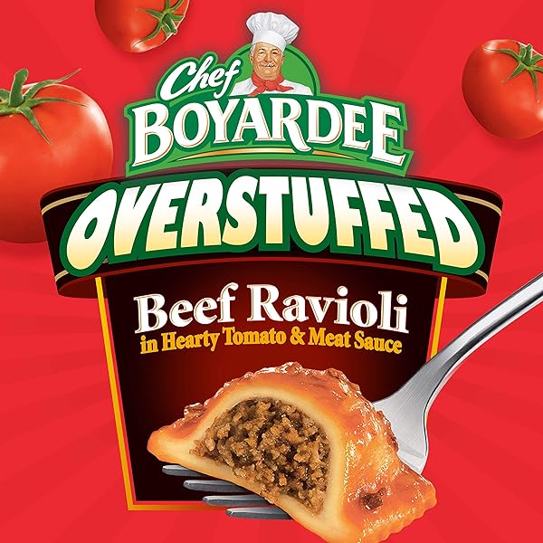 CHEF BOYARDEE OVERSTUFFED BEEF RAVIOLI, 15 OZ CAN