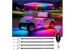 Ligrel 4PCS Golf Cart Underglow LED Light Kit - RGB Multicolor Wheel Well & Underbody Lights with Remote Control, Music Sync, IP67 Waterproof (Fits EZGO, Yamaha, Club Car)