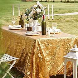 Trlyc Gold Sequin Tablecloth - 60x84inch Glitter