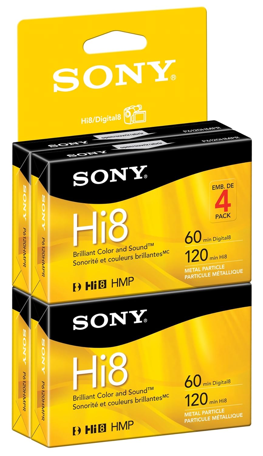 Sony Hi8 Camcorder 8mm Cassettes 120 Minute (4-Pack) (Discontinued by Manufacturer)