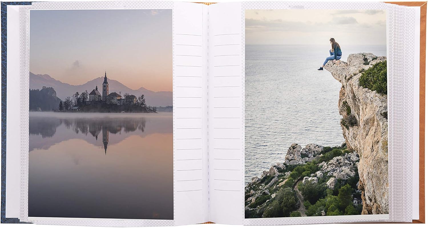 Kenro Grace Classic Photo Album for 100 Photos A4 / 21x29.7cm Navy Blue Faux Leather Slip-In Pages and Memo Space - KD148 - Image 4