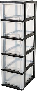 IRIS, Schubladenschrank / Schubladenbox / Rollwagen / Rollcontainer / Werkzeugschrank 'Smart Drawer Chest', SDC-305, mit Rollen, Kunststoff, schwarz / transparent