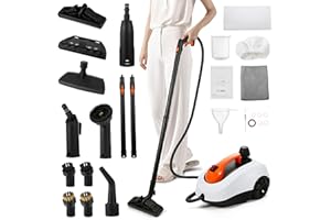 WICHEMI Steam Cleaner with Extension Pole, 61 oz, Steam Cleaner for Home, Adjustable Steam Pressure, 26 Accessories, Handheld Steam Cleaner for Walls, Gaps, Hard Floors, and Tiles