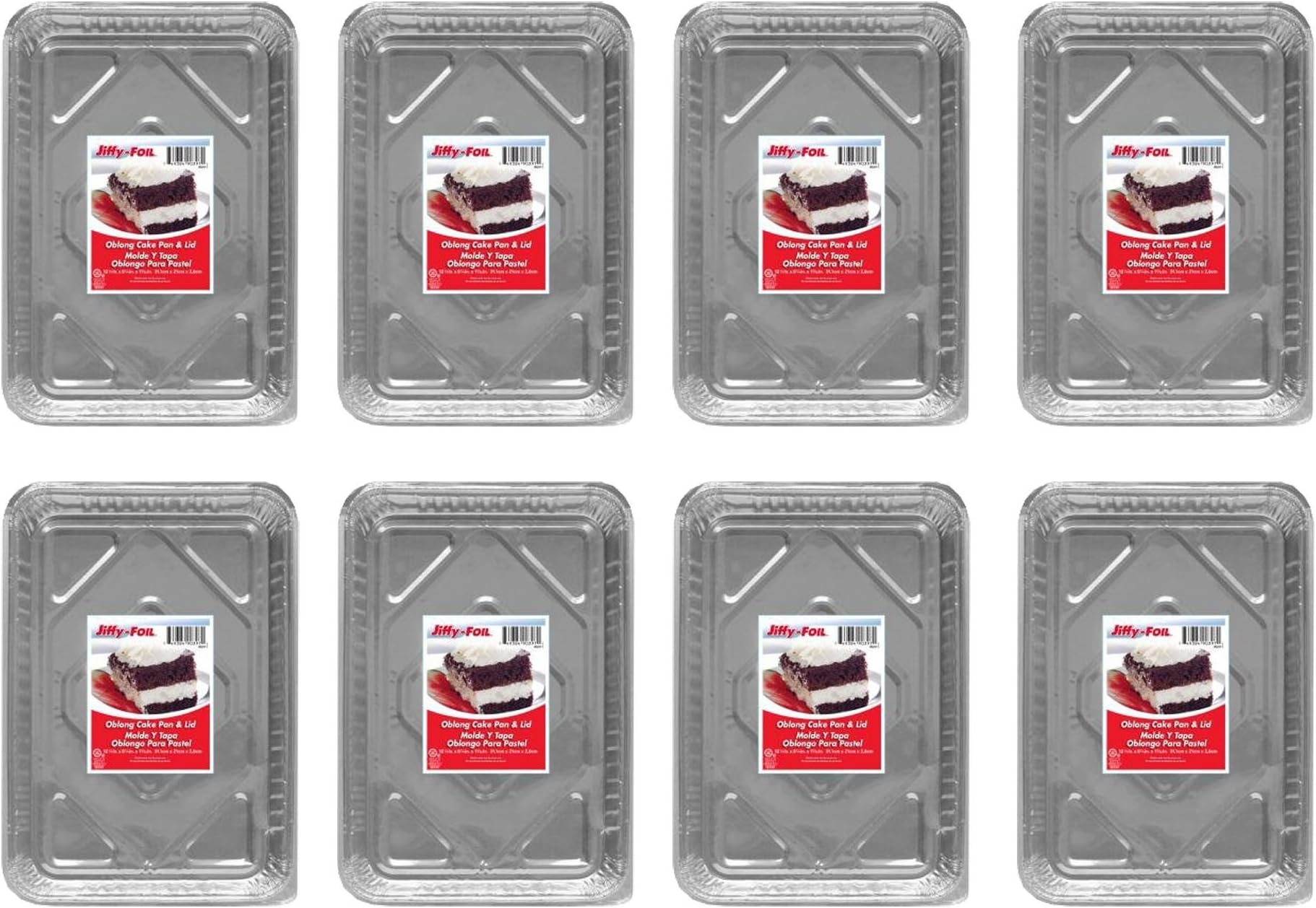 Set of 16 Jiffy Foil Disposable Aluminum 12" x 8" Rectangular Cake Pans (16)