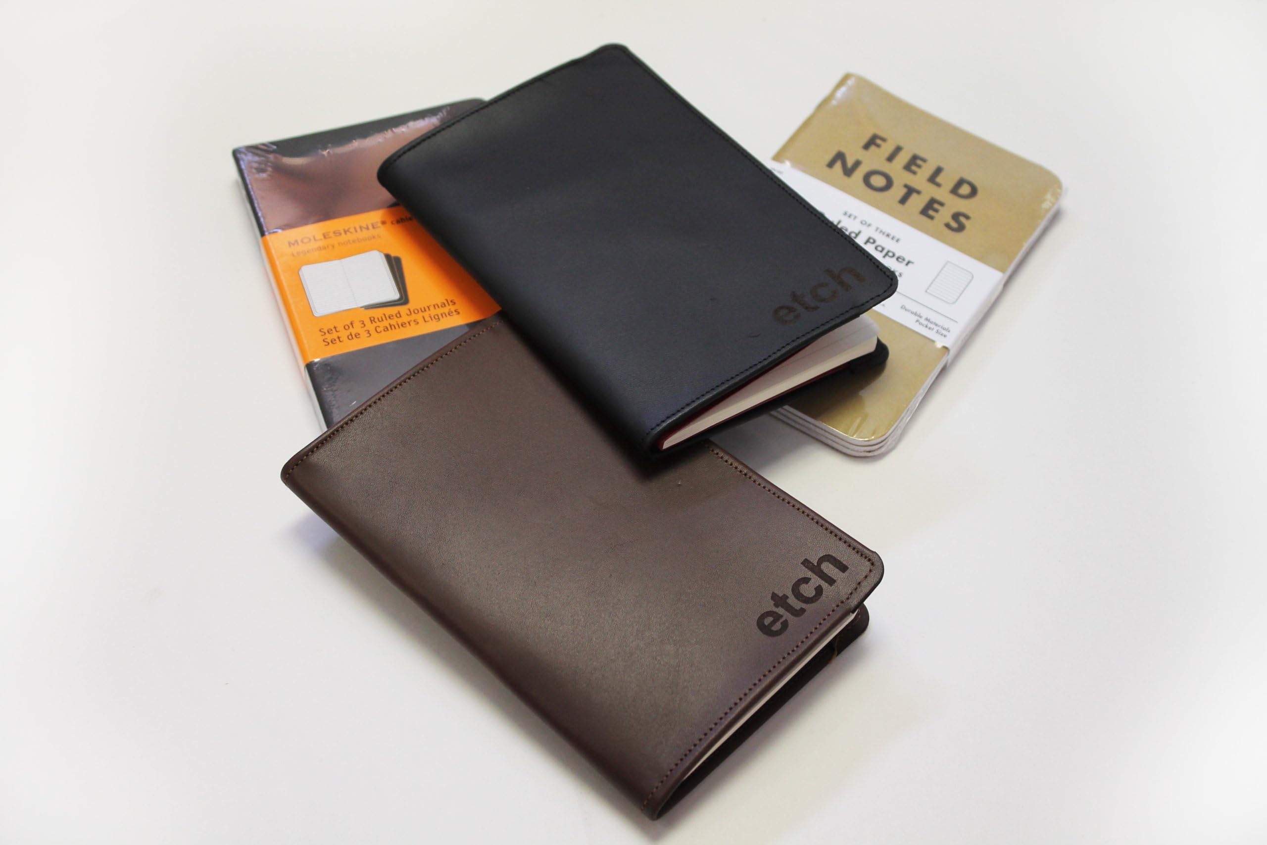 Etch | Brown: Fieldnotes Memo Book (3-pack included) | Leather Journal Cover