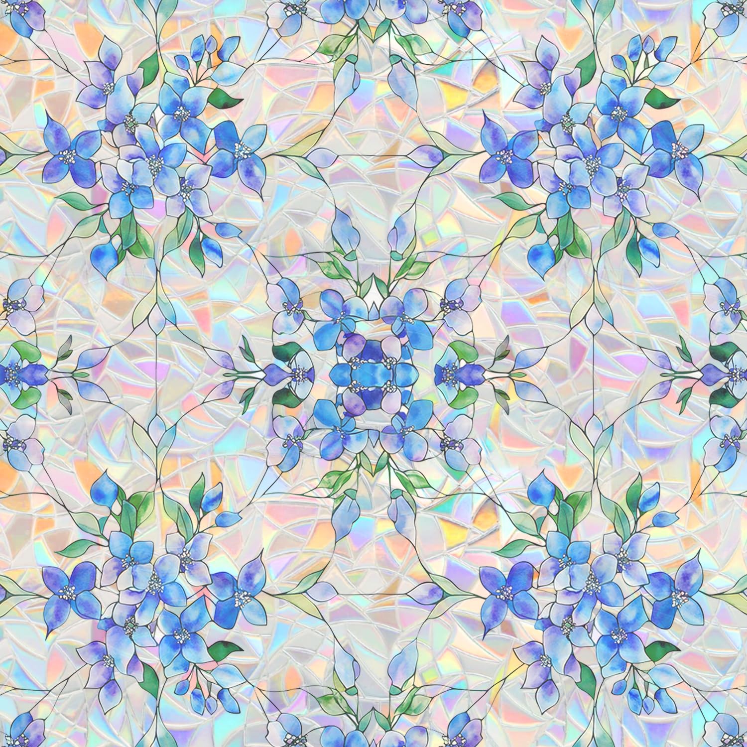 SOMWISE Window Privacy Film Home Room Bathroom Spring Decor Car Decorations One Way Privacy Window Clings Decals Tint Door Cover Rainbow Renter Friendly Stickers Static Cling Stained Glass Windows Image