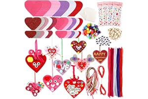 MIBOR Valentines Day Crafts for Kids - 361PCS DIY Valentines Heart Craft Set for School Gift, 108 Hearts, 50 Googly Eyes, 60 Pom Poms, 36 Wooden Beads, Craft Supplies for Valentines Party Favor Decoration