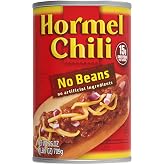 HORMEL Chili | Chili No Beans, 25oz x1 | Canned Chili. 15g Protein / serving, High Protein Ready to Eat Meals. Perfect for Rice Bowls, Cheese Dips, Hot Dogs, Burgers