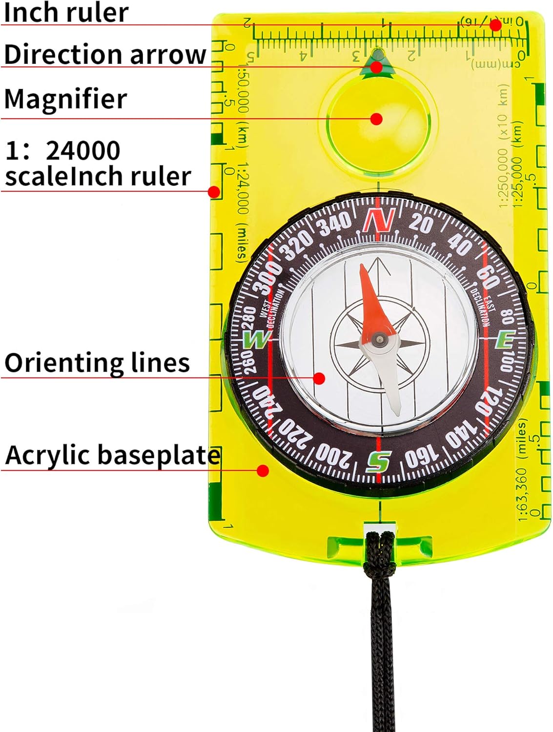 Gejoy 6 Pieces Navigation Backpacking Compass Orienteering Hiking Compass Adjustable Map Reading Compass for Boy Scout Kids Outdoor Camping (Style 1) : Sports & Outdoors