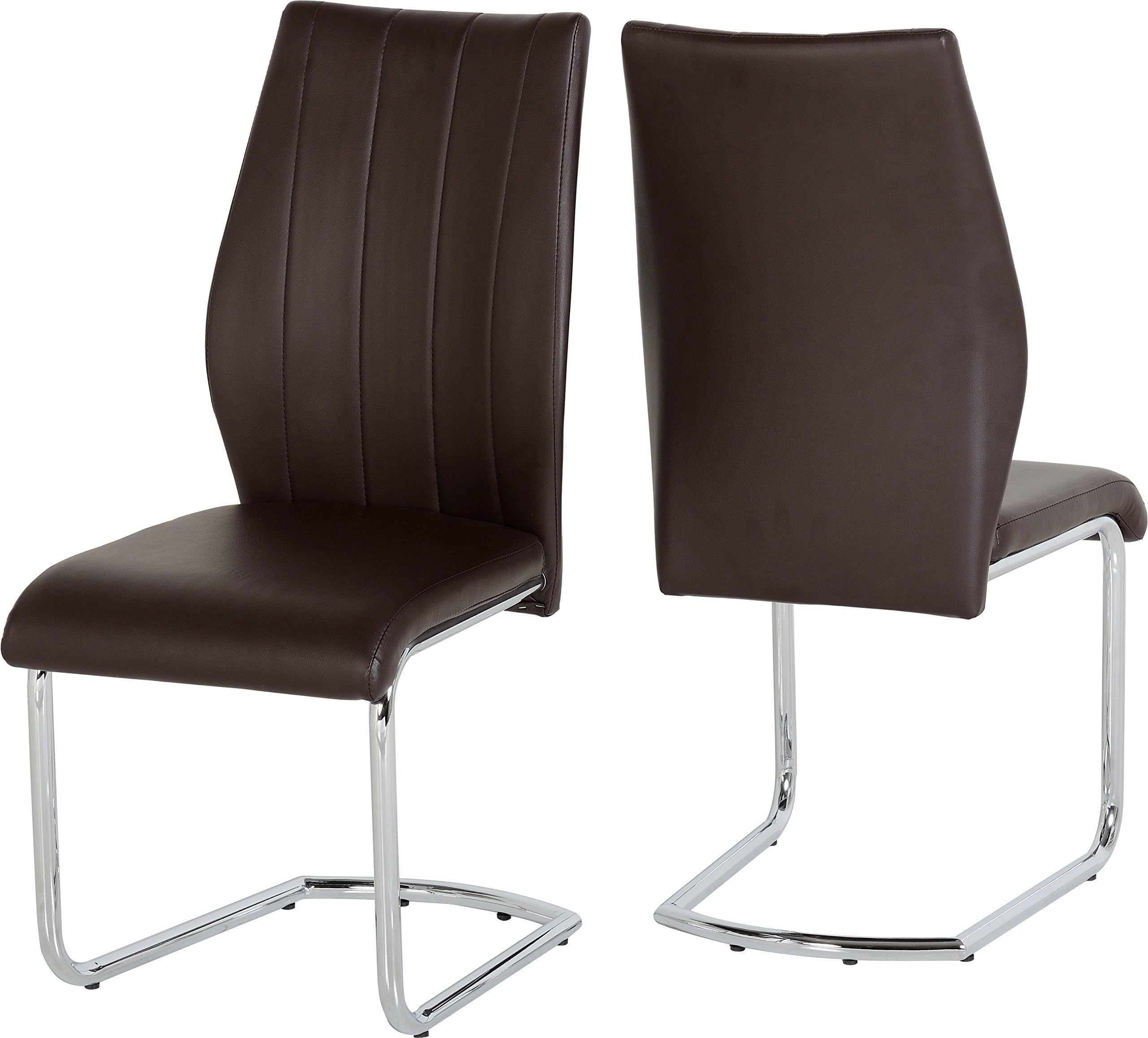 Seconique Milan Chair, Brown Faux Leather/Chrome, 469.95x649.95x529.95 cm