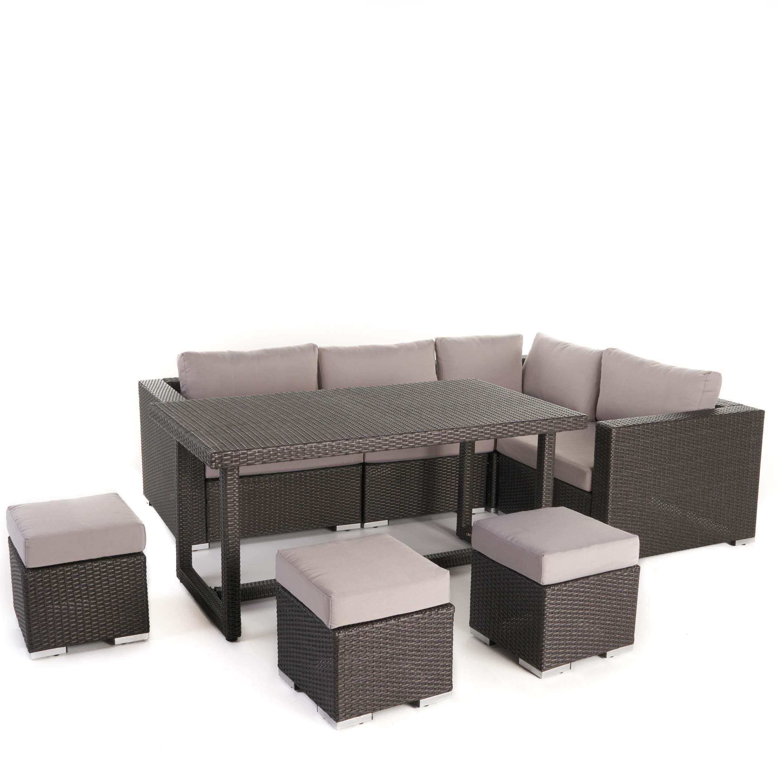 Photo 1 of ***1 PCS ONLY***Ottoman with Aluminum Frame and Water Resistant Cushion, Grey / Silver Cushion
