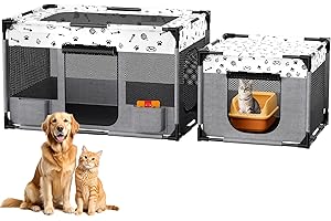 BUFOR Portable Cat Playpen, Pet Dog Playpen, Kitten Puppy Play Pen for Indoor/Outdoor, Collapsible Cats Cages Enclosed Tent w