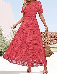 ZESICA Women's 2025 Summer Short Sleeve Maxi Dress
