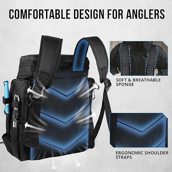 PLUSINNO FISHING BACKPACK WITH ROD HOLDERS,42L WATER-RESISTANT FISHING BAG STORE FISHING GEAR & TACKLE BOX, LARGE TACKLE BACKPACK, FISHING GIFTS FOR MEN.
