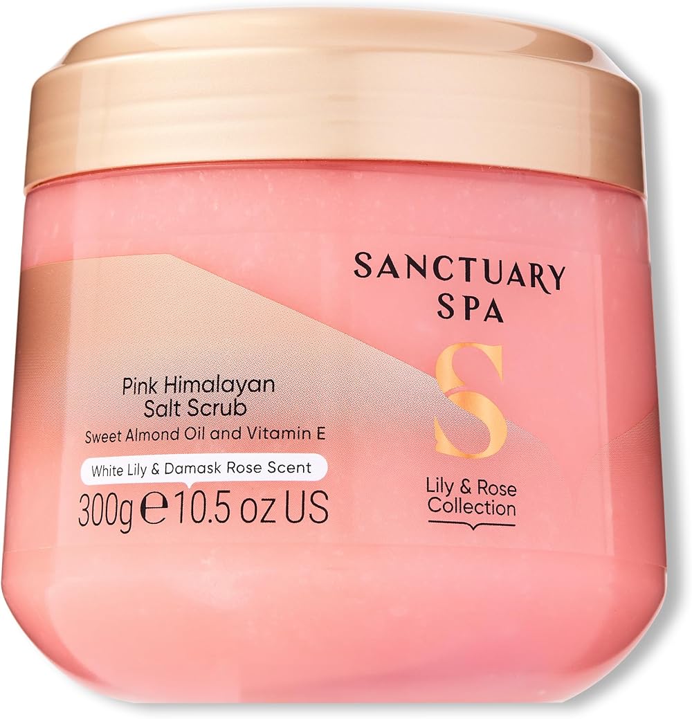 Sanctuary Lily and Rose Salt Body Scrub 300g Pink Himalayan Salt Vegan Cruelty