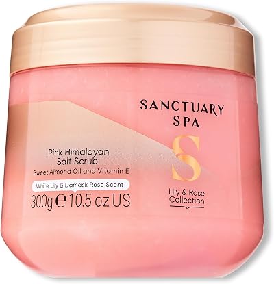 Sanctuary Lily and Rose Salt Body Scrub 300g Pink Himalayan Salt Vegan Cruelty