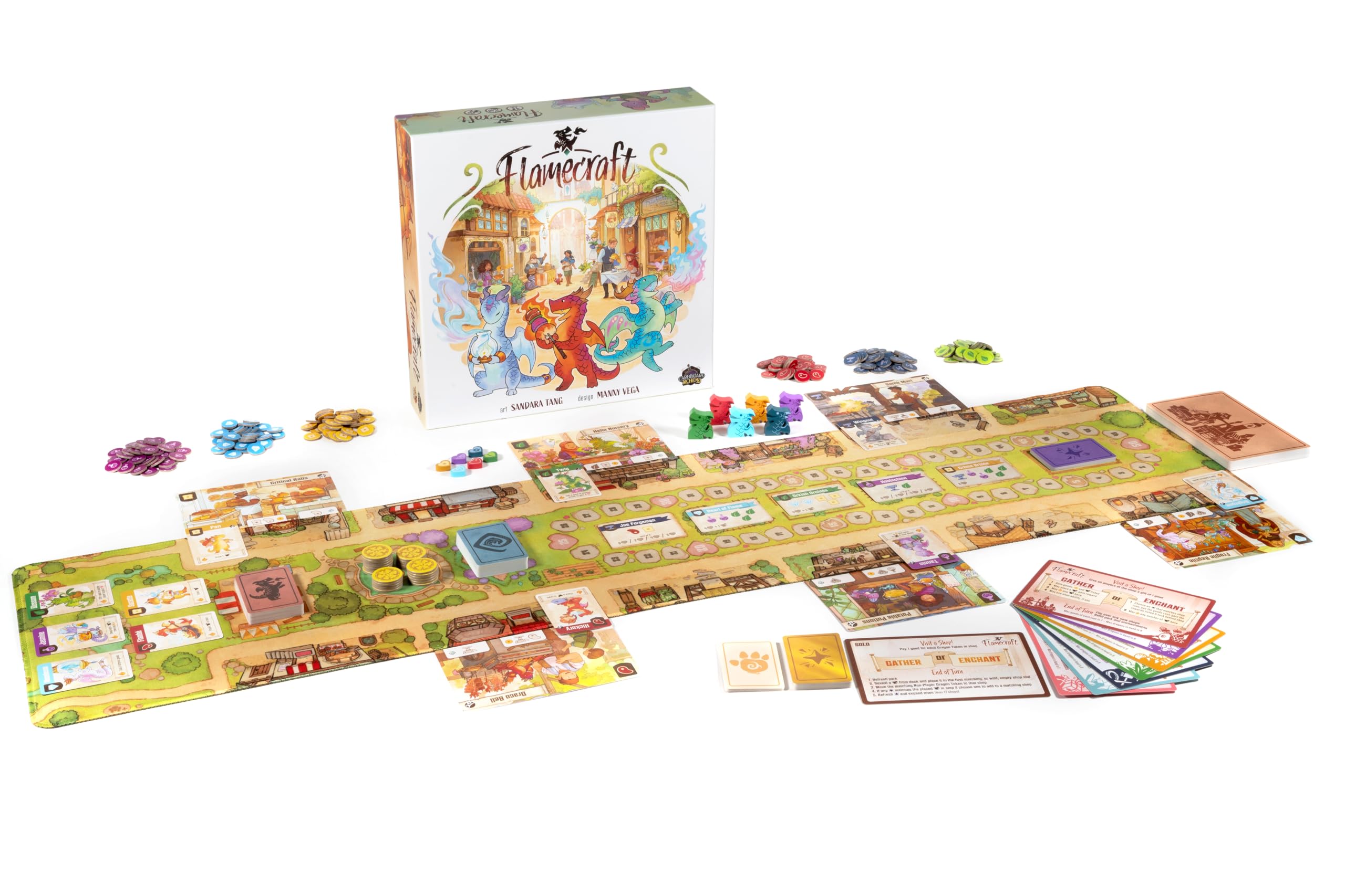 Flamecraft Board Game | Strategy Dragon Fantasy Fun Family for Kids & Adults Ages 10+ 1-5 Players Average Playtime 60 Minutes Made by Lucky Duck Games (LKY-FMC-R01-EN)
