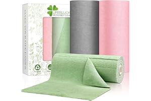 3 Colors Microfiber Cleaning Cloth Roll, 84 Pack Tear Away Towels Rags Cleaning Cloths Reusable Paper Roll Washable Microfibe