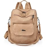 WYFJNX PU Leather Small Backpack Purse for Women Ladies Khaki | Fashion Purses, Girls Convertible Shoulder Bags Waterproof Handbags, Suitable for Shopping, Traveling, Work, Daily Use