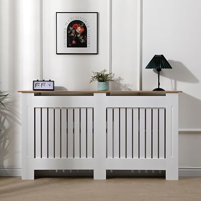 AVC Designs Extra Large Radiator Cover White Oak Modern Vertical Slats