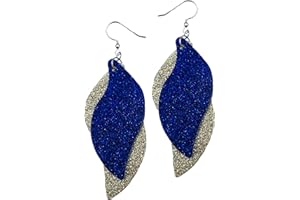 MALL OF STYLE Green and Gold Earrings - Black & White Earrings - Blue & Gold Earrings - Double Layer Earrings - Red & Black Earrings for Women - Baseball, Football, Soccer, Basketball, Softball Team Color Earring