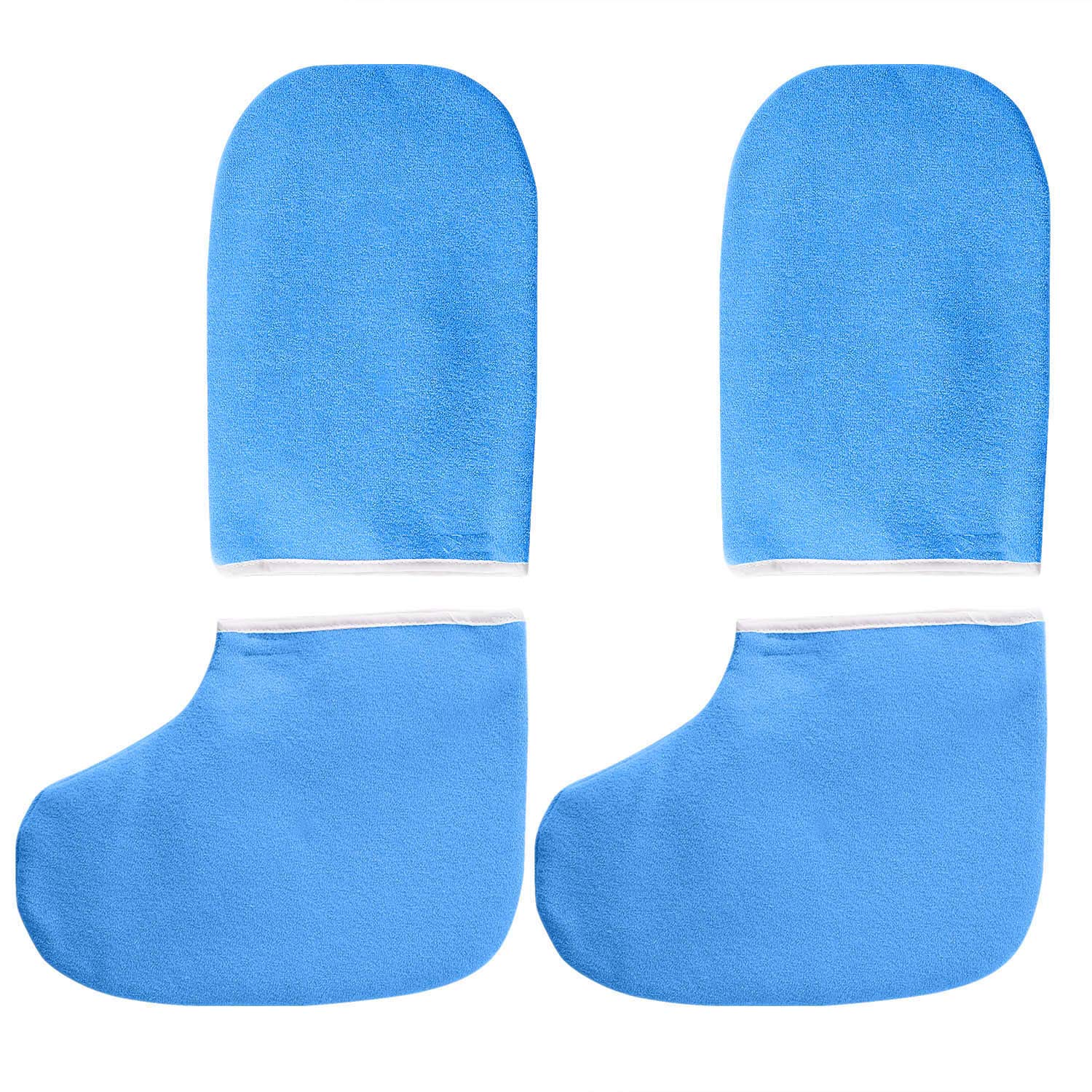 Noverlife Paraffin Wax Work Gloves & Booties, Wax Bath Hand Treatment Mitts Foot Spa Cover for Women, Thin Heat Therapy Insulated Soft Cotton Mittens Feet Hand Care Set - Blue : Beauty