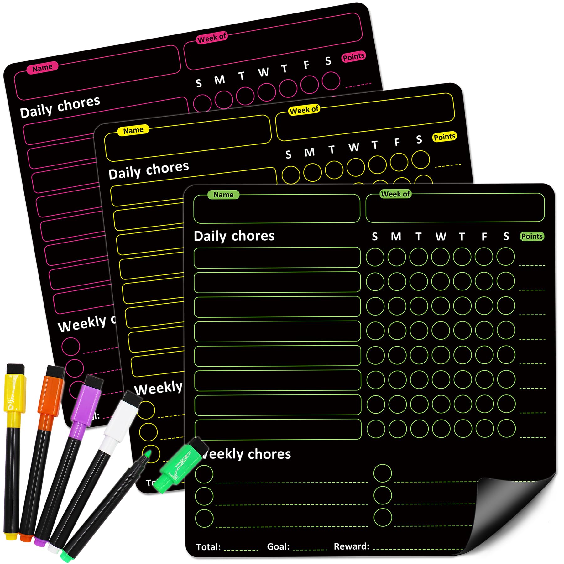 Magnetic Chore Chart for Kids Multiple Kids, Daily Responsibility Chart ...