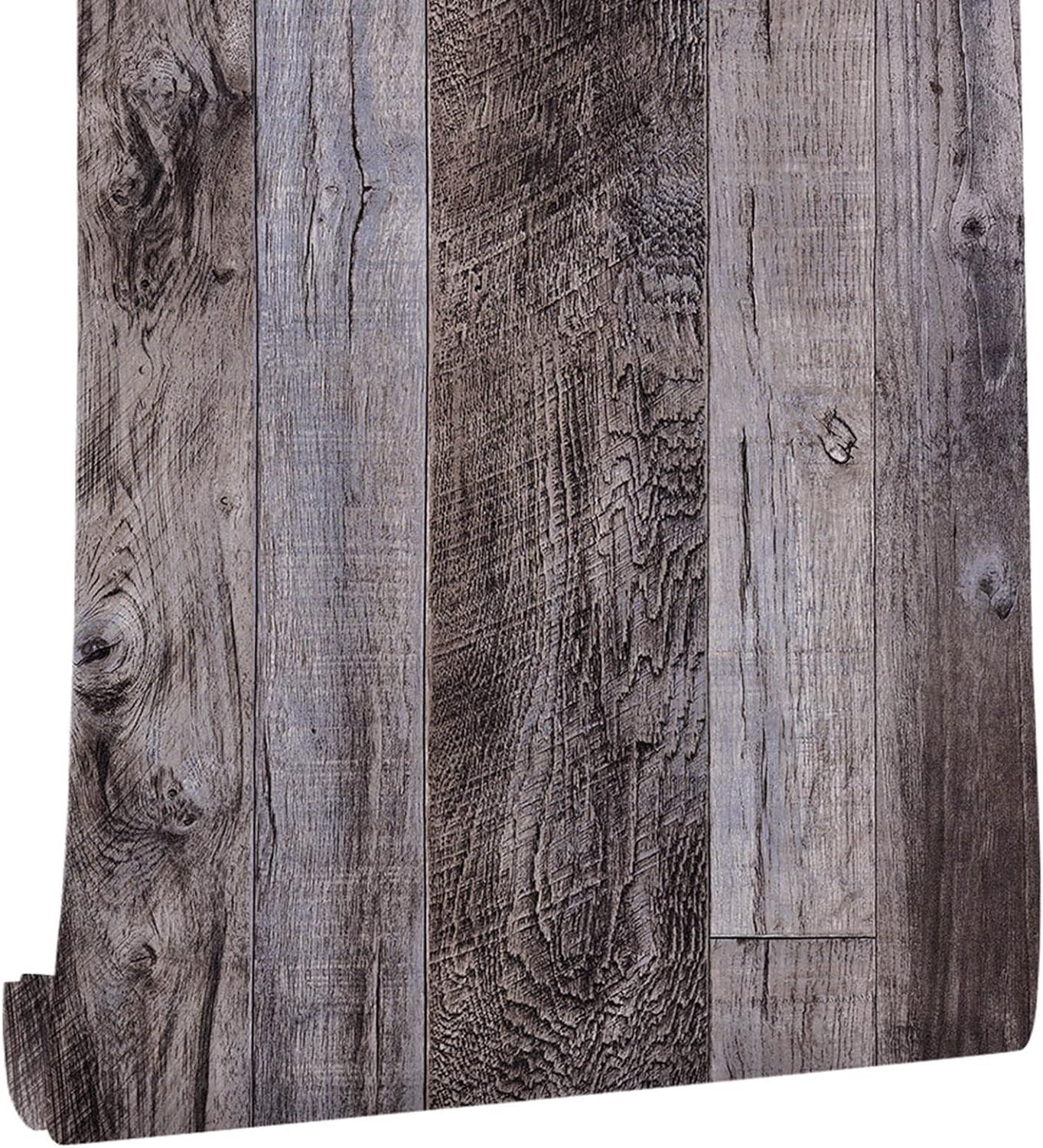 Photo 1 of Yun-aeon Gray Wood Peel and Stick Wallpaper 17.3" X 80" Self Adhesive Wallpaper Backsplash Line Removable Wall Paper Bathroom Old Furniture Renovation Furniture