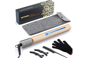 NITION Ceramic Tourmaline Hair Straighteners LCD Flat Iron MCH 10s Fast Heating Up. 1" Smooth 3D Floating Plate Healthy Straightening Tools. Travel Pouch Bag. Dual Voltage. Elegant Gift Box