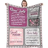 Nahjiiem Boss Lady Throw Blanket, Best Bosses Day Birthday Gift for Women, for Bosses Female, Supervisor Manager Gifts for Women, Boss Lady Appreciation Day Gift Blanket 50"×60"