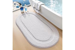 LUMI Bath Mat Oval Bathroom Rug, 24"x44" Non Slip Washable Bathroom Mats, Premium Water Absorbent Shower Rug for Accessories 