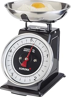 Korona 76150 Retro Küchenwaage Tom | Tragkraft 5 kg, Einteilung 20 g | inkl. Wiegeschale | Tara - Zuwiegefunktion | große Vollsichtskala