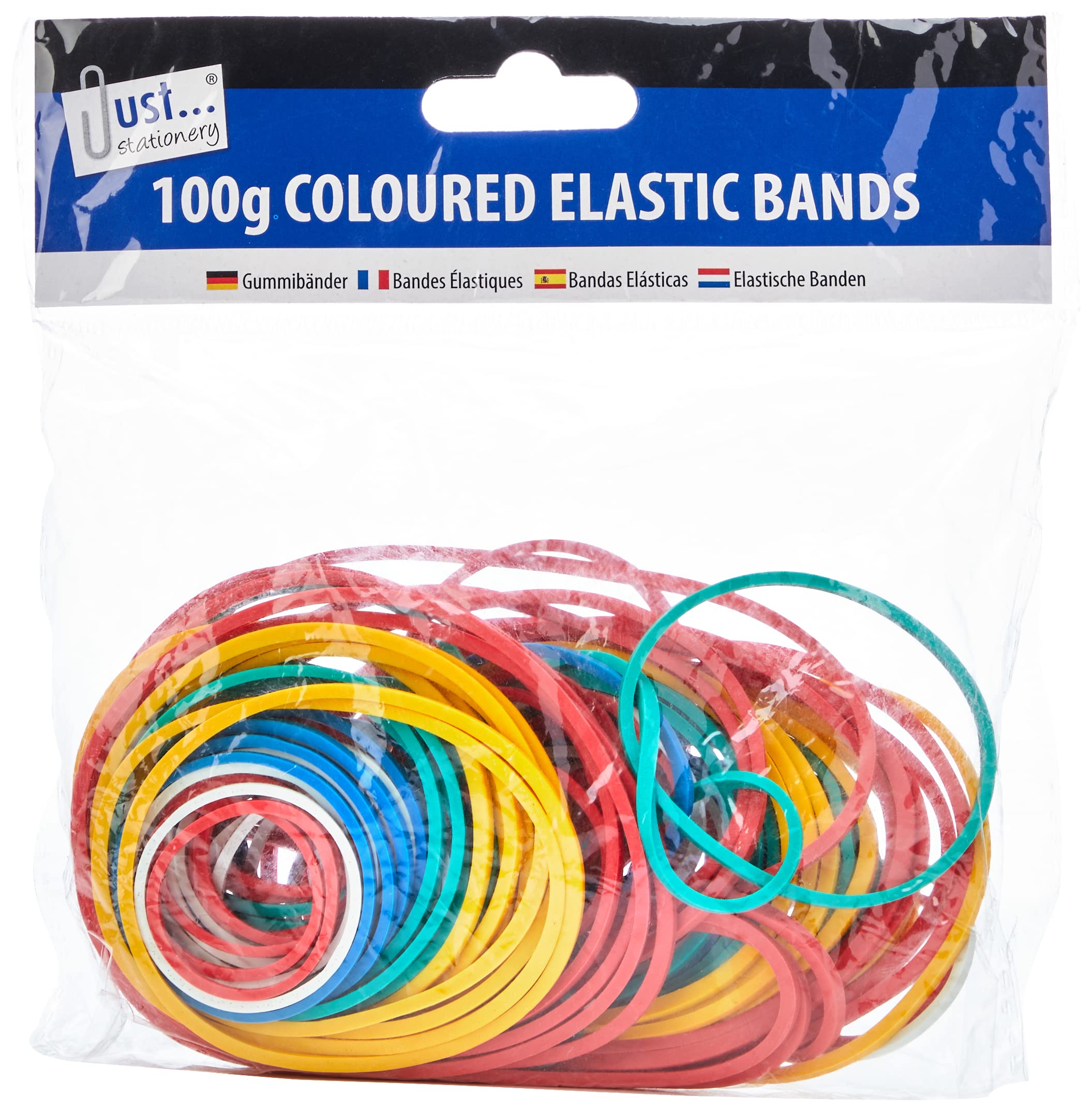 Just stationery Coloured Elastic Bands, Multi, 6224