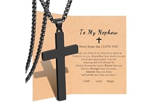 PINKDODO Cross Necklace for Men, Valentines Birthday Christmas Gifts for Son Grandson Nephew Brother Boyfriend Mens