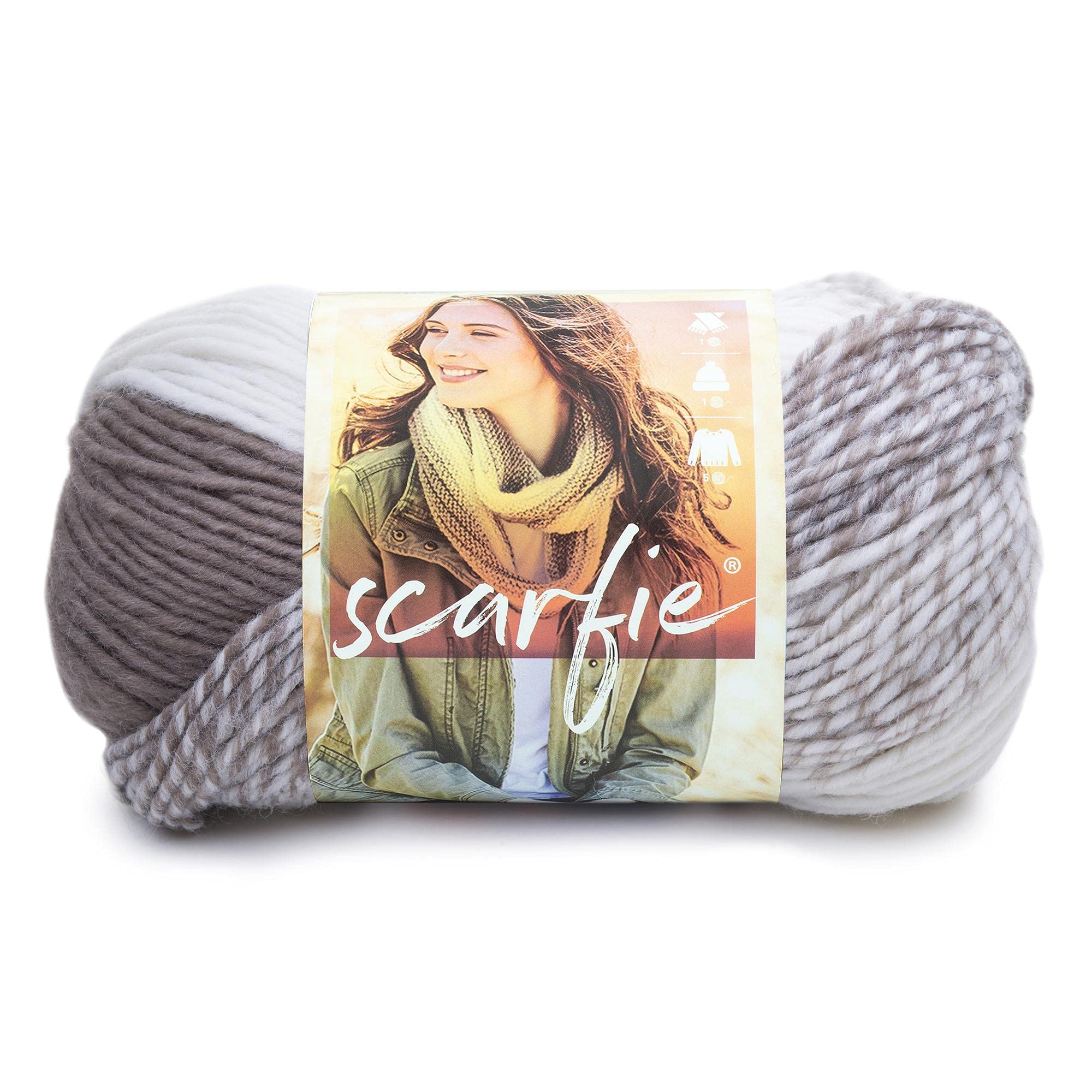 Lion Brand Yarn 78 Percent Acrylic 22 Percent Wool Scarfie Yarn, Cream/Taupe,23.59 x 12.79 x 13.43 cm