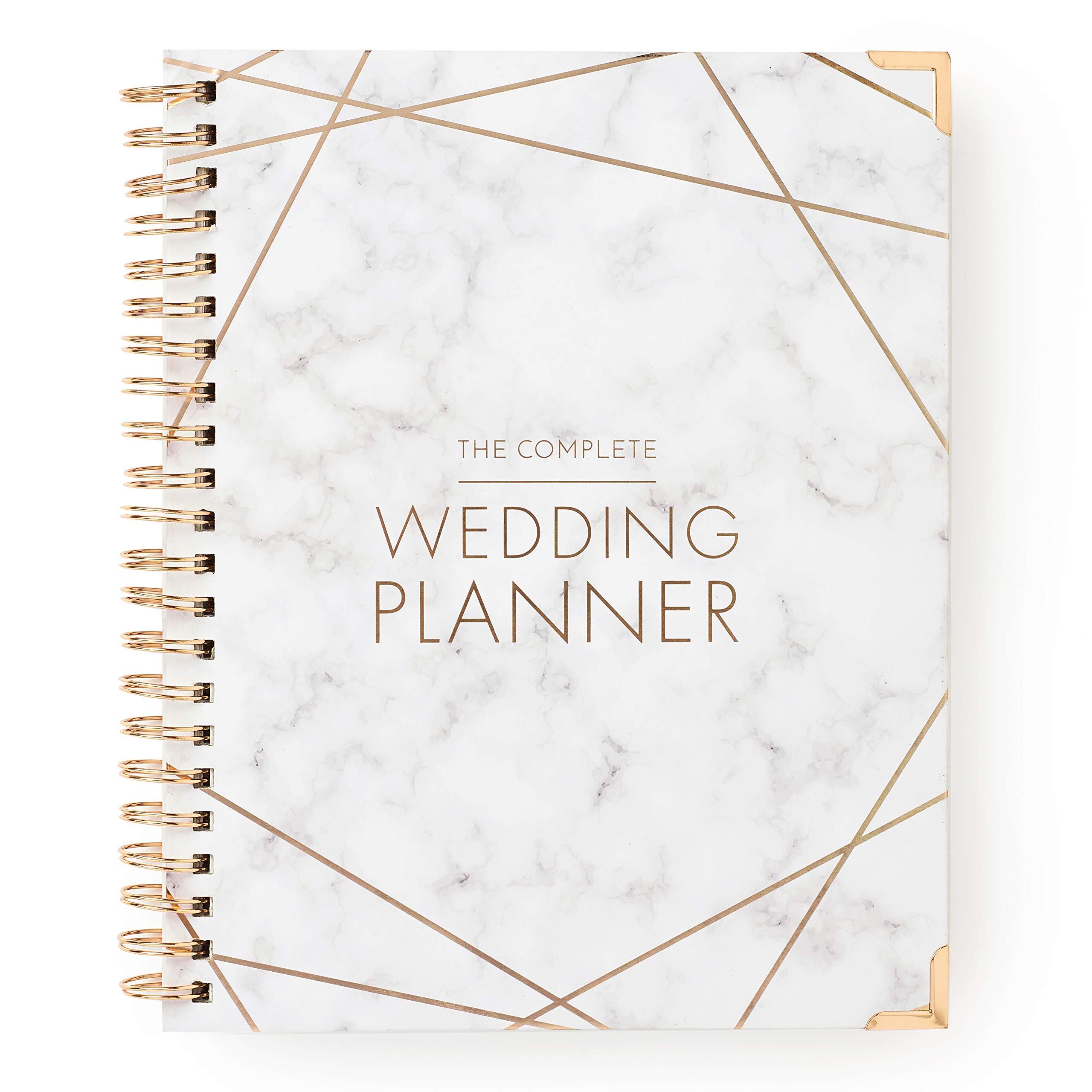 Wedding Planner Marble Gold - Undated Bridal Planning Diary Organizer - Hard Cover, Pockets &amp; Online Support