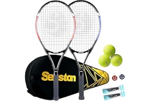Senston Tennis Rackets for Adults 27 inch Tennis Racquets - 2 Player Tennis Racket Set with 3balls,2 Grips, 2 Vibration Dampers