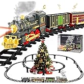 Electric Train Sets for Kids Christmas Train Toys Steam Locomotive Passenger Carriages Deluxe 2-Layer Track with Lights & Sou