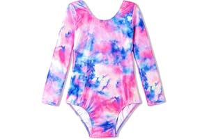 TENVDA Girls Leotards for Gymnastics Outfits Sparkle Kids One-Piece Colorful Dancewear Size 2-12 Years Old