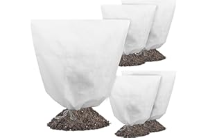 Gardzen 5-Pack Plant Covers Freeze Protection, Drawstring Tree Cover, Winter Freeze Plant Protection, Tree Jacket Frost Blanket for Outdoor Plants, 22.4" x 24"