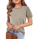 ZDC Girls Spring Clothes Kids Summer Short Sleeve Sweaters Lightweight Cute Tops School Shirt