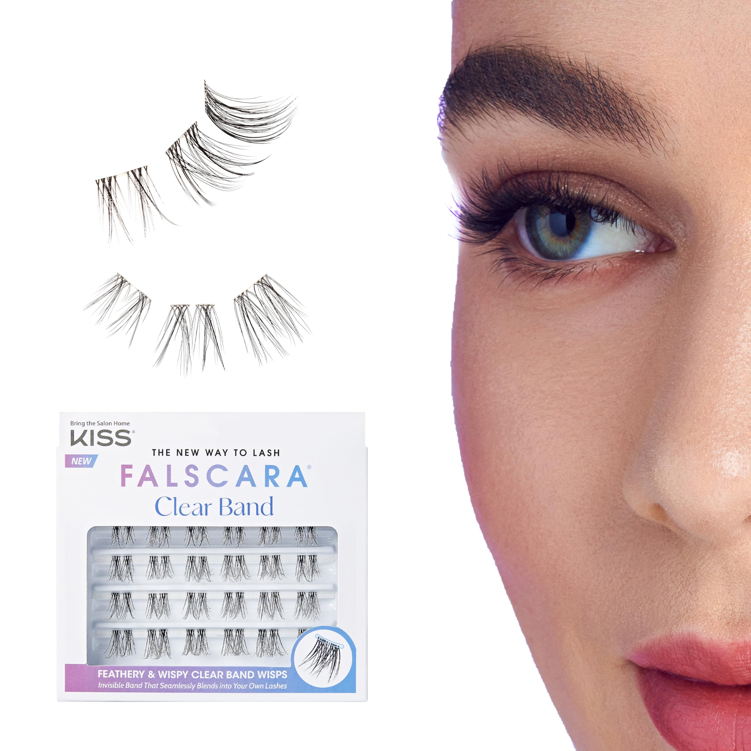 KISS Falscara Multipack, False Eyelashes, Lash Clusters, Faux Mink Wisps; 12mm-14mm-16mm, includes 24 wisps, Contact lens friendly, Easy to Apply, Reusable Strip Lashes