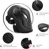 ValueTalks Kids Knee and Elbow Pads Set Black M Protective Gear view 2