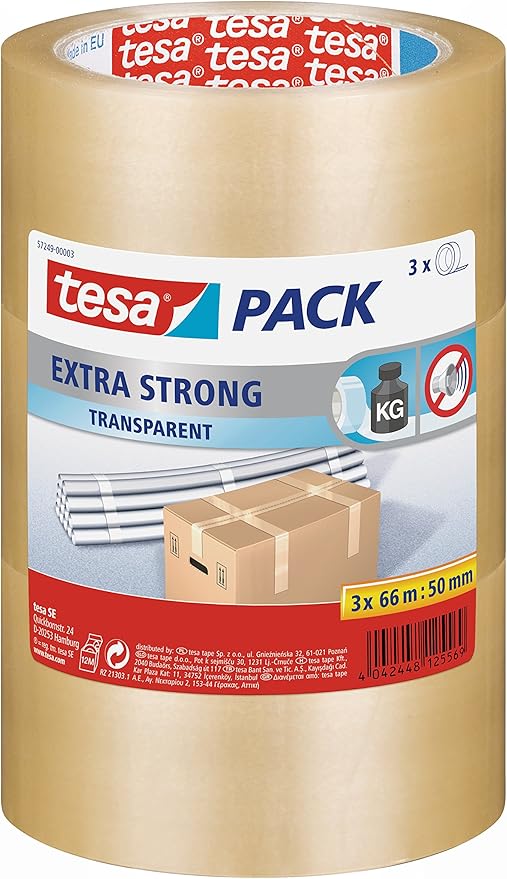 tesa Extra Strong PVC Packing Tape for Packing Heavy Parcels and Boxes