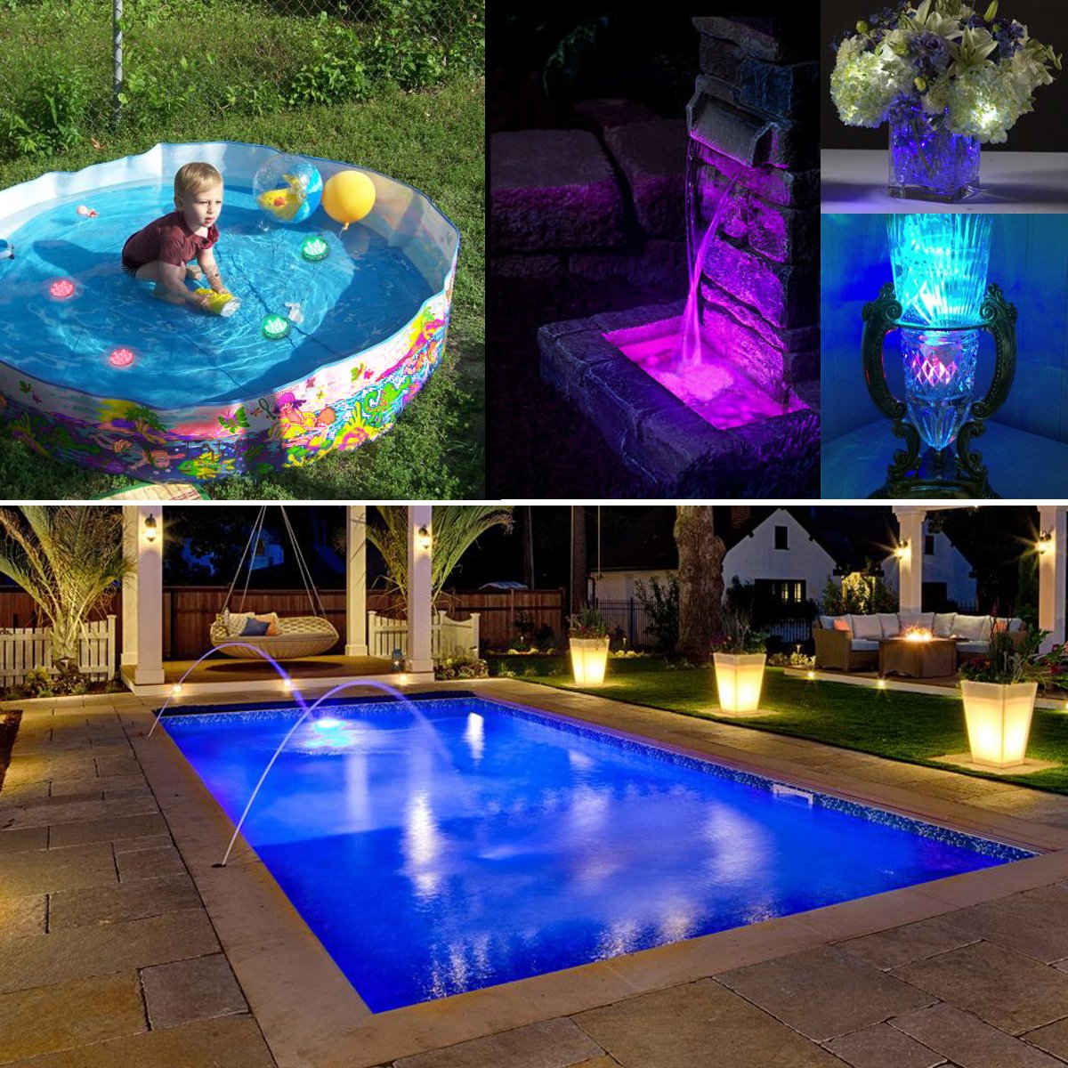 Submersible Lights Remote Controlled, Aurora RGB Multi Color waterproof lights idea for Bathtub, Aquarium, Vase Base, Pool Light ,Christmas, Wedding, Party Decorative light 1 pack